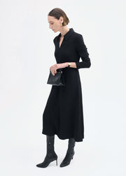 Long Sleeve Shirt Dress in Crepe -  Black - CO Collections